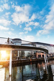 Photo of bicycle and pedestrian bridge in Copehagen