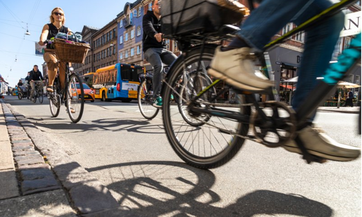 People cycling in Copenhagen